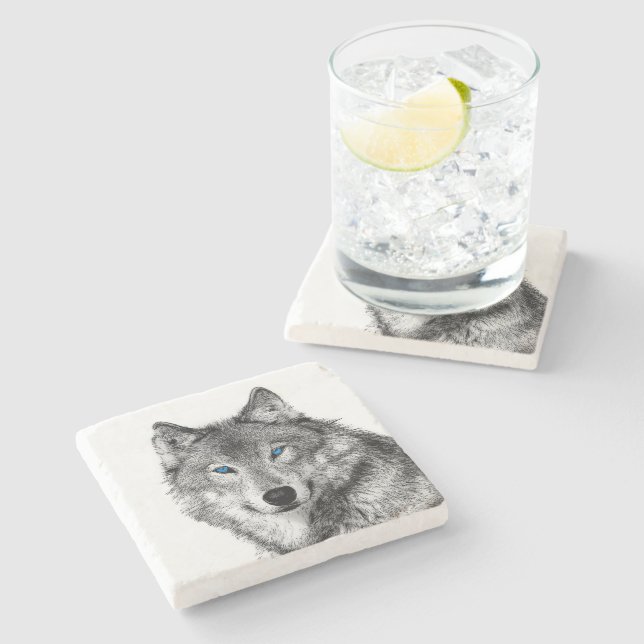 Posavasos De Piedra Lobo (Lateral)