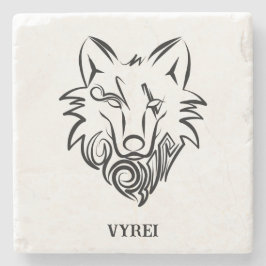 Posavasos De Piedra Lobo tribal blanco y negro