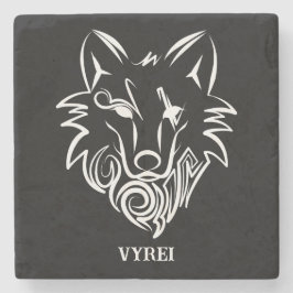 Posavasos De Piedra Lobo tribal blanco y negro