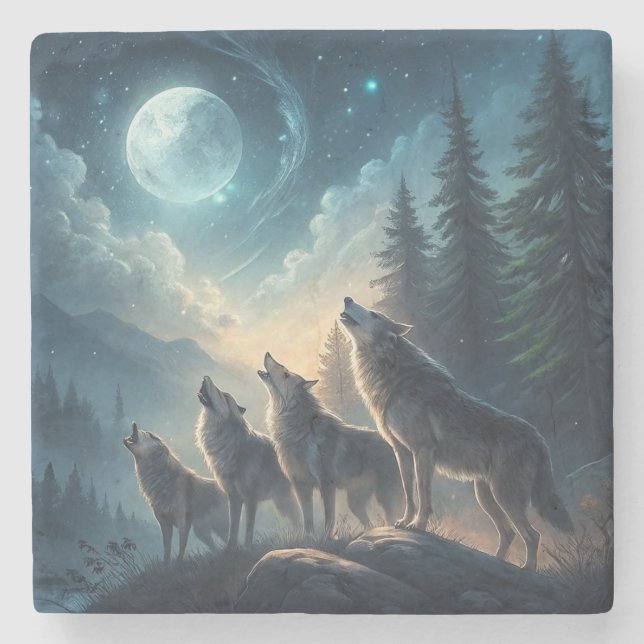 Posavasos De Piedra Lobos (Anverso)