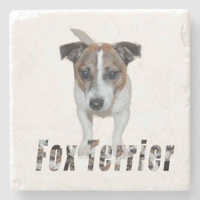 Posavasos De Piedra Logo De Fox Terrier Y Fox Terrier, (Anverso)