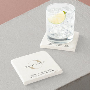 Posavasos De Piedra Logotipo comercial en mármol, marca mínima limpia