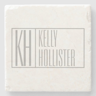 Posavasos De Piedra Logotipo de iniciales y nombre gris moderno