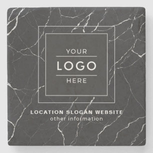 Posavasos De Piedra Logotipo empresarial de mármol negro moderno con m