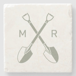 Posavasos De Piedra Logotipo minimalista moderno de jardinero Monogram