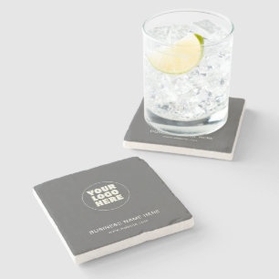 Posavasos De Piedra Logotipo y texto Minimalista simple
