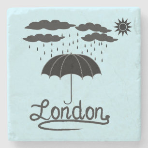 Posavasos De Piedra Londres el   debajo de un paraguas