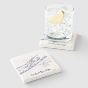Posavasos De Piedra Long Island The Hamptons Map VC