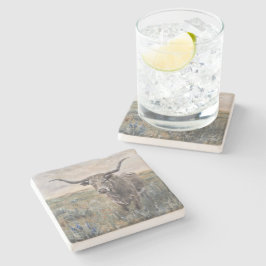 Posavasos De Piedra "Longhorn" Pintado a mano