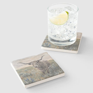 Posavasos De Piedra "Longhorn" Pintado a mano