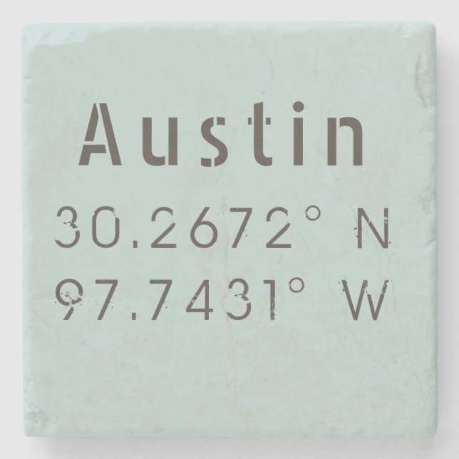 Posavasos De Piedra Longitud de Austin Latitude (Anverso)