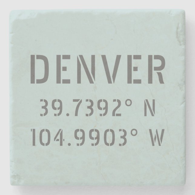Posavasos De Piedra Longitud de Denver Latitude (Anverso)