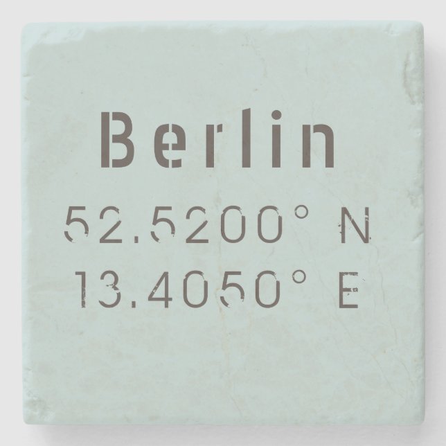 Posavasos De Piedra Longitud de la latitud de Berlín (Anverso)