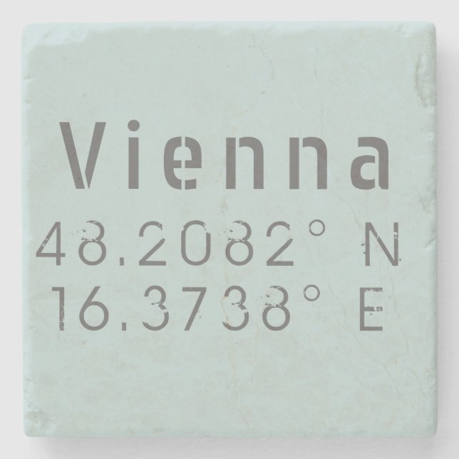 Posavasos De Piedra Longitud de la latitud de Viena (Anverso)
