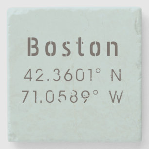 Posavasos De Piedra Longitud de latitud de Boston