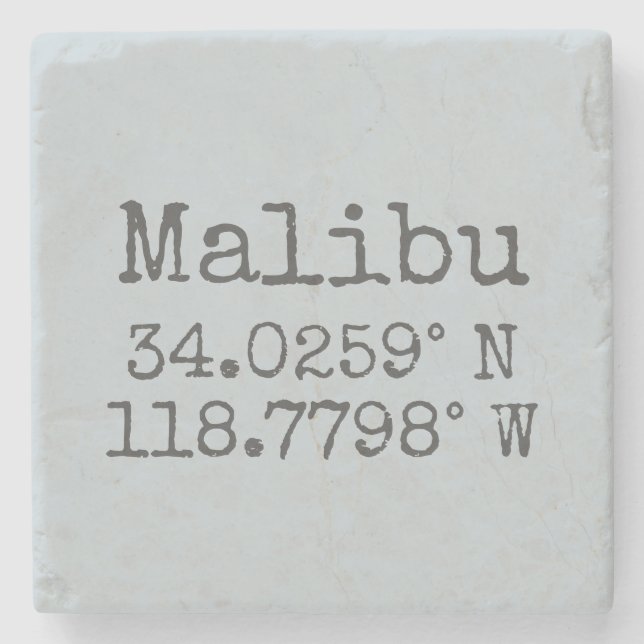 Posavasos De Piedra Longitud de Malibu Latitude (Anverso)