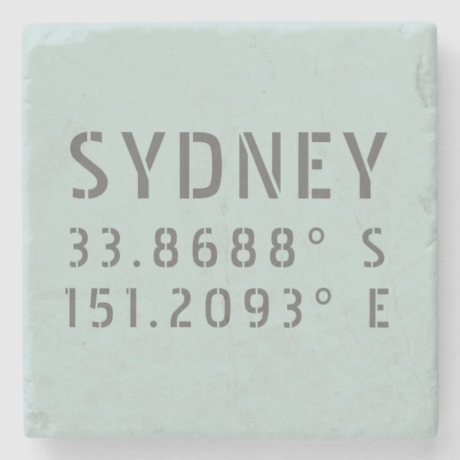 Posavasos De Piedra Longitud del Latitude de Sydney (Anverso)