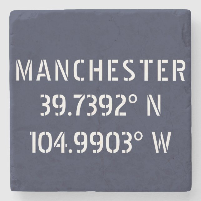 Posavasos De Piedra Longitud del Manchester Latitude (Anverso)