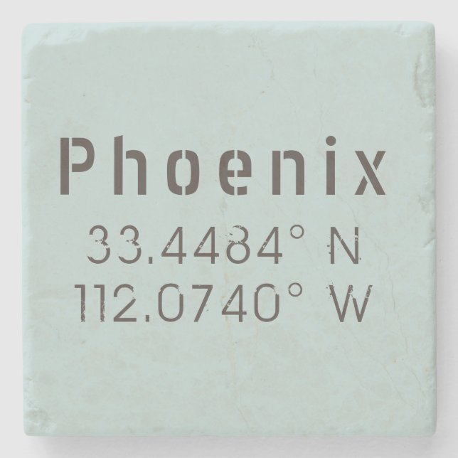 Posavasos De Piedra Longitud Phoenix Latitude (Anverso)