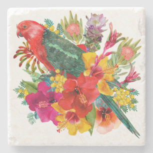 Posavasos De Piedra Loro Rey Tropical