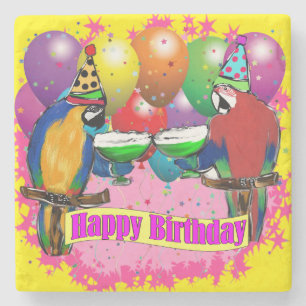 POSAVASOS DE PIEDRA LOROS DE CUMPLEAÑOS