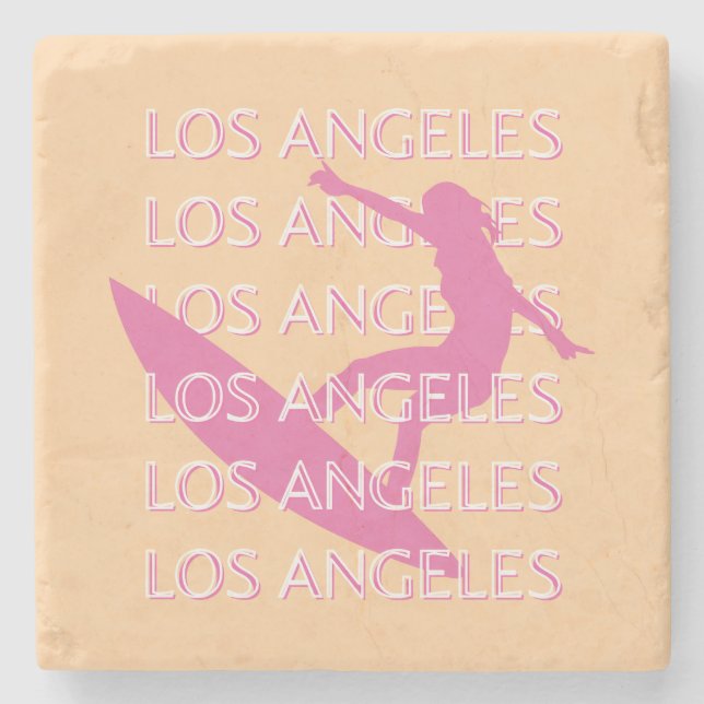 Posavasos De Piedra Los Angeles Travel Art, California, Beach Lovers (Anverso)