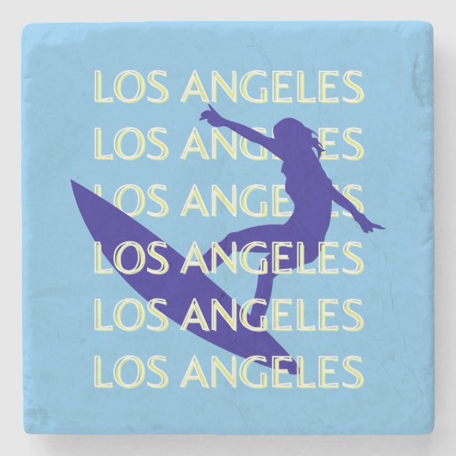 Posavasos De Piedra Los Angeles Travel Art, California, Travel, Blue (Anverso)