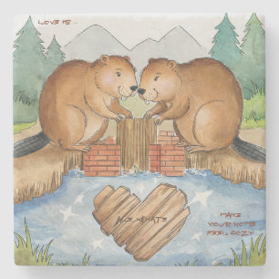 Posavasos De Piedra Los castores enamorados