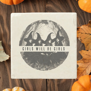Posavasos De Piedra "Los Chicas Serán Chicas   Halloween con temas de