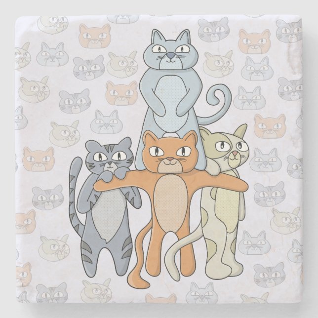 Posavasos De Piedra Los Gatos Increíbles (Anverso)