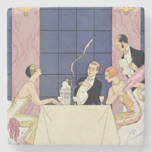 Posavasos De Piedra Los Gourmands, 1920-30 (impresión del pochoir)