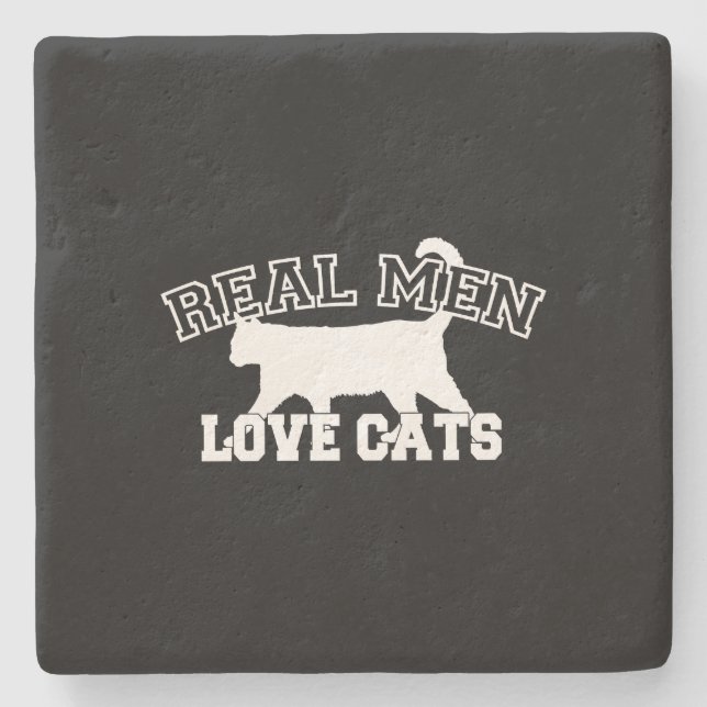 Posavasos De Piedra Los hombres de verdad aman a los gatos. Este es bl (Anverso)