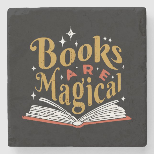 Posavasos De Piedra Los libros antiguos son mágicos (Anverso)