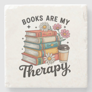 Posavasos De Piedra Los libros son mi terapia floral retro amante de l