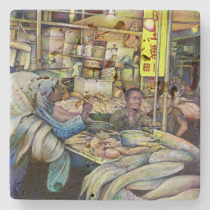 Posavasos De Piedra Los pescados frescos finos de viernes, Singapur