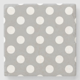 Posavasos De Piedra Los puntos de polka blanco sobre gris