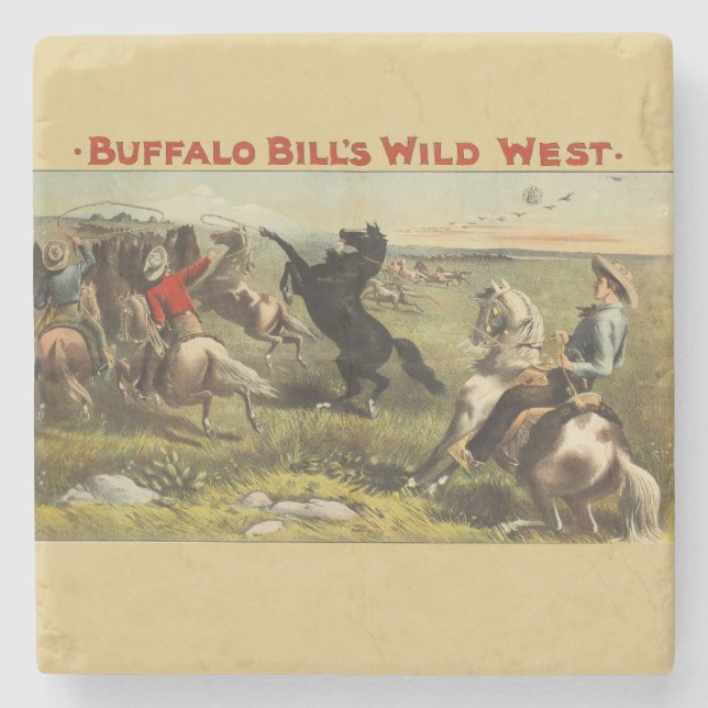 Posavasos De Piedra Los salvajes caballos occidentales de Buffalo Bill (Anverso)