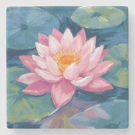 Posavasos De Piedra Lotus Flower Lily Pad Watercolor