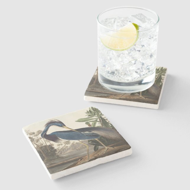 Posavasos De Piedra Louisiana Heron por Audobon Stone Coaster (Lateral)