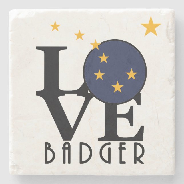 Posavasos De Piedra LOVE Badger Alaska (Anverso)
