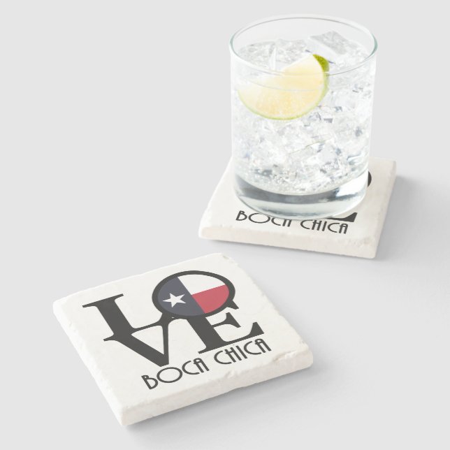 Posavasos De Piedra LOVE Boca Chica Texas (Lateral)