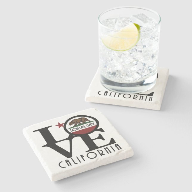Posavasos De Piedra LOVE Boulder Creek California Stone Coaster (Lateral)