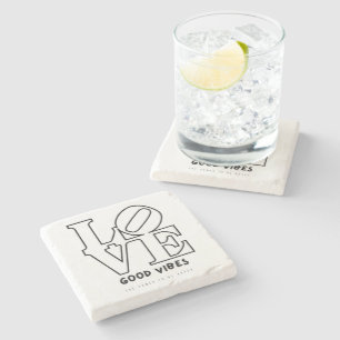 POSAVASOS DE PIEDRA LOVE BUENAS VIBRAS COASTER DE PIEDRA