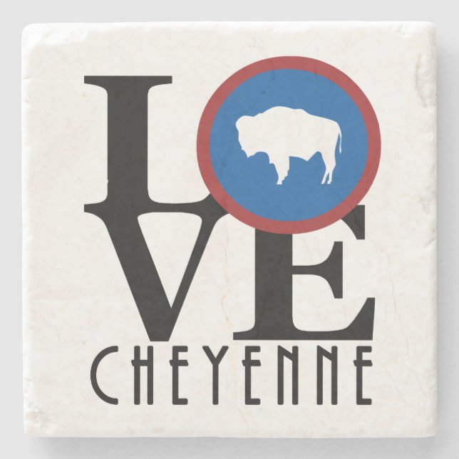 Posavasos De Piedra LOVE Cheyenne Wyoming (Anverso)