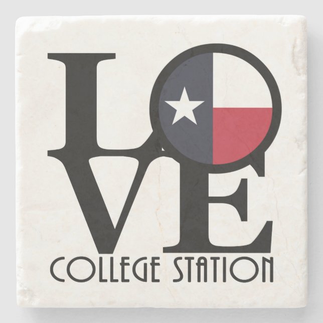 Posavasos De Piedra LOVE College Station (Anverso)