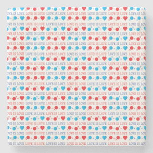 Posavasos De Piedra LOVE es la frase LOVE en rojo y azul