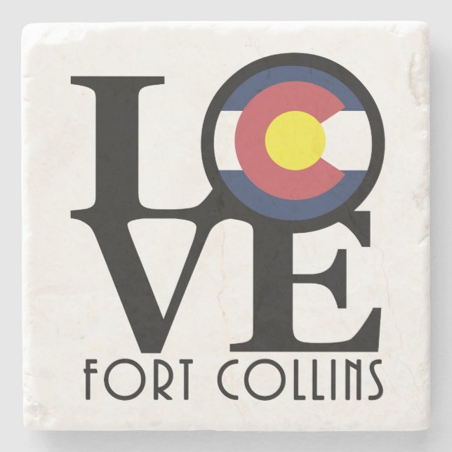 Posavasos De Piedra LOVE Fort Collins (Anverso)