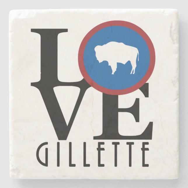 Posavasos De Piedra LOVE Gillette Wyoming (Anverso)