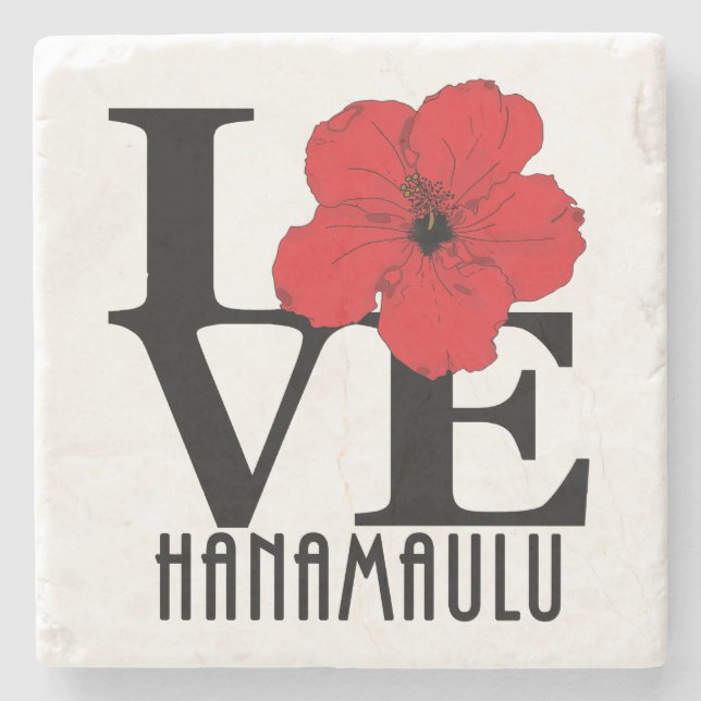 Posavasos De Piedra LOVE Hanamaulu Hawaii (Anverso)