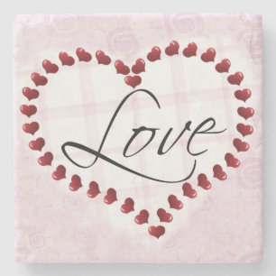 Posavasos De Piedra LOVE Heart Pink and Red Valentine